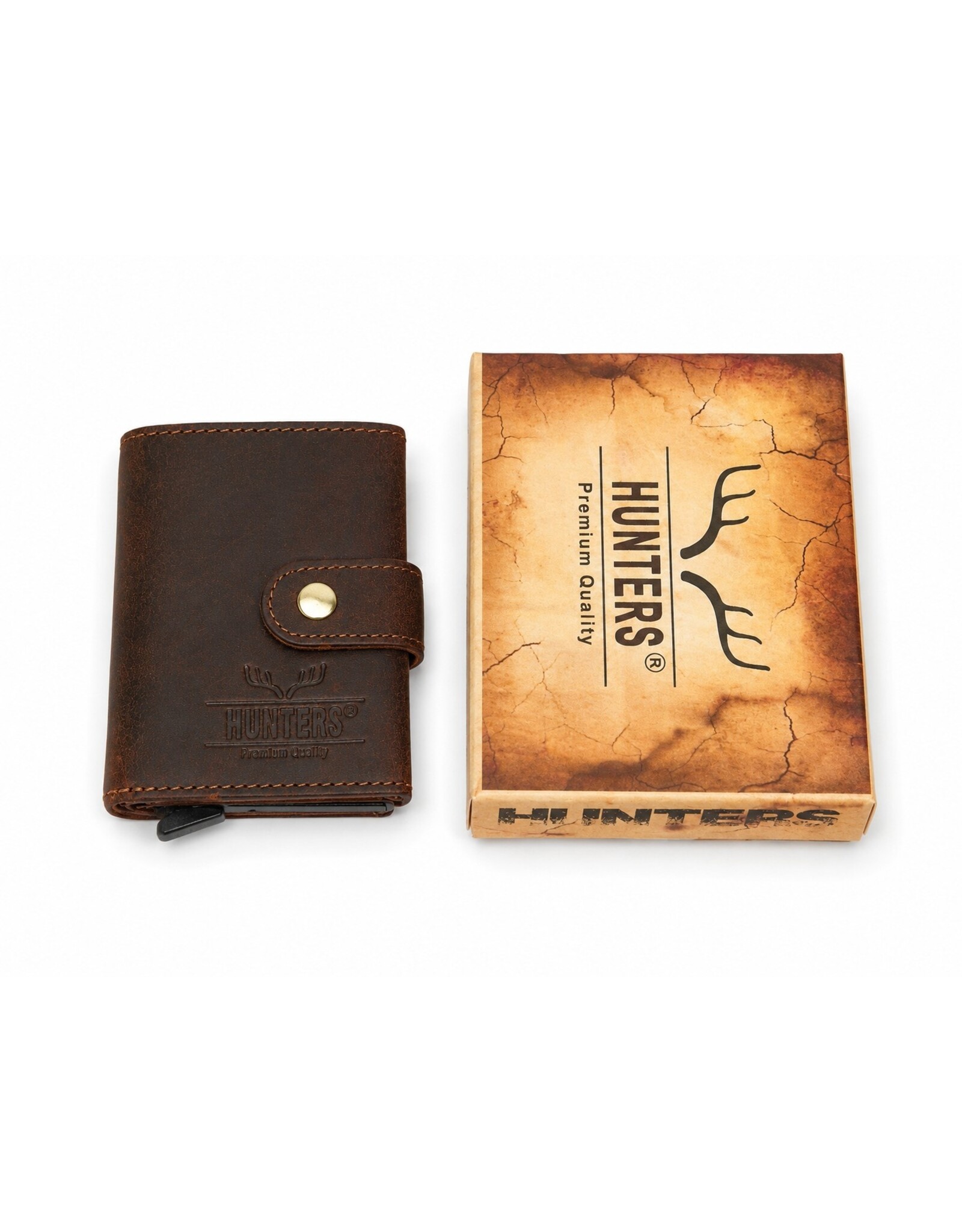 Hunters Leren Portemonnees - Hunters Safety Wallet  voor 8 pasjes  in geschenkdoosje