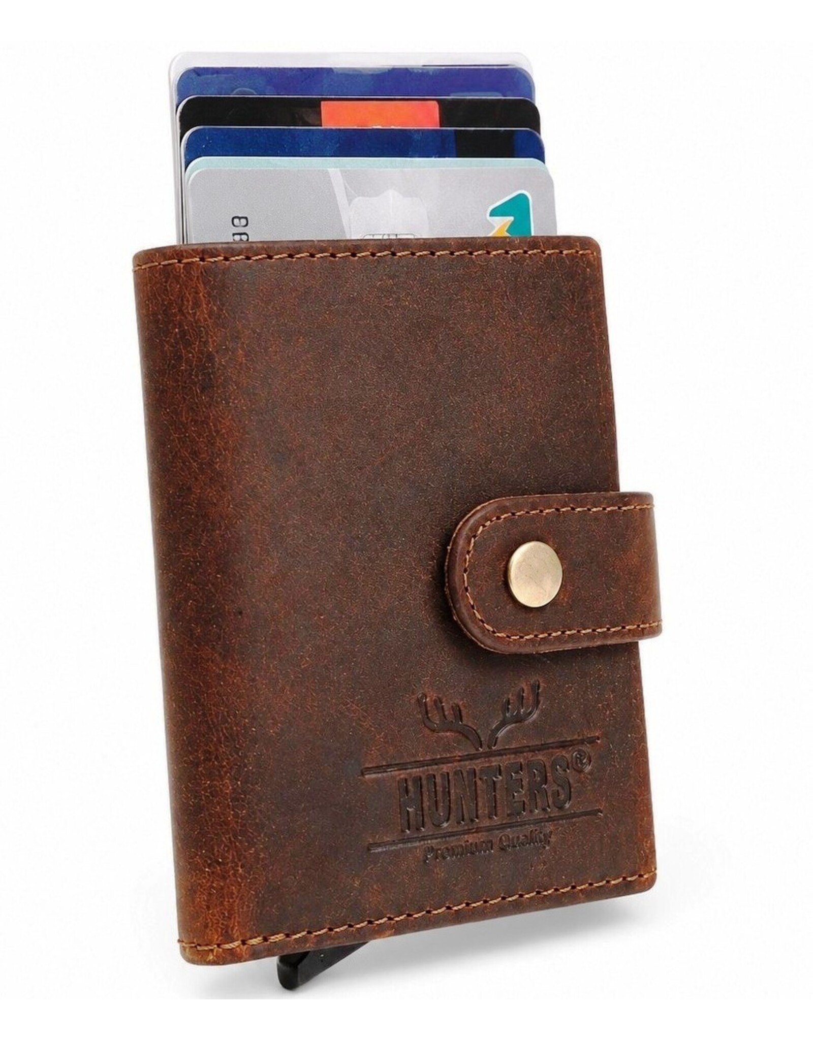 Hunters Leather Wallets - Hunters Safety Wallet for 8 cards in a gift box