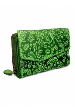 HillBurry Leather wallets - HillBurry Leather Wallet with Embossed Leaves green