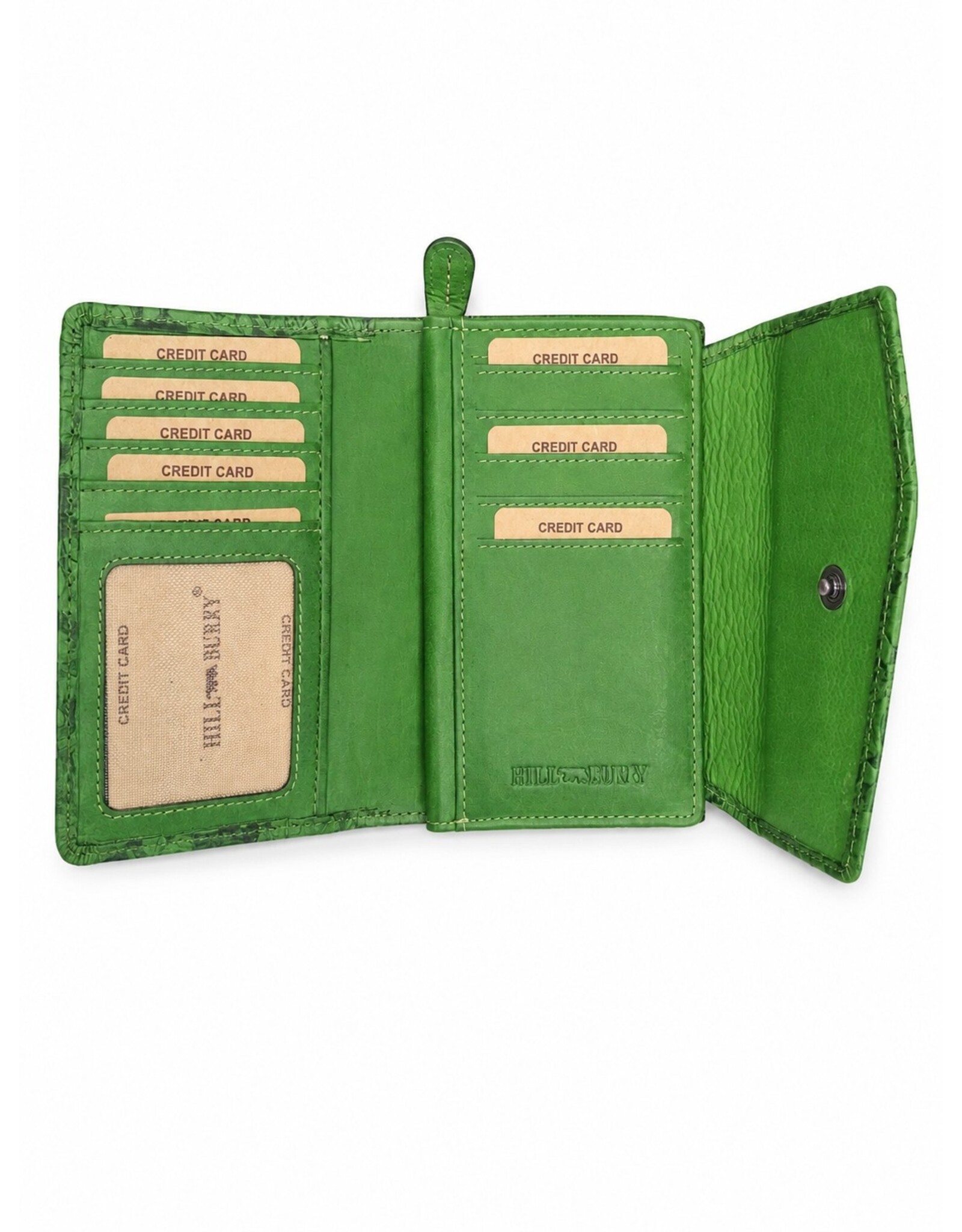 HillBurry Leather wallets - HillBurry Leather Wallet with Embossed Leaves green