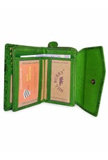 HillBurry Leather wallets - HillBurry Leather Wallet with Embossed Leaves green