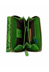 HillBurry Leather wallets - HillBurry Leather Wallet with Embossed Leaves green