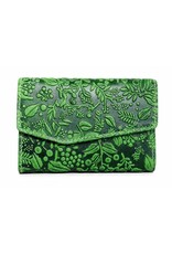 HillBurry Leather wallets - HillBurry Leather Wallet with Embossed Leaves green