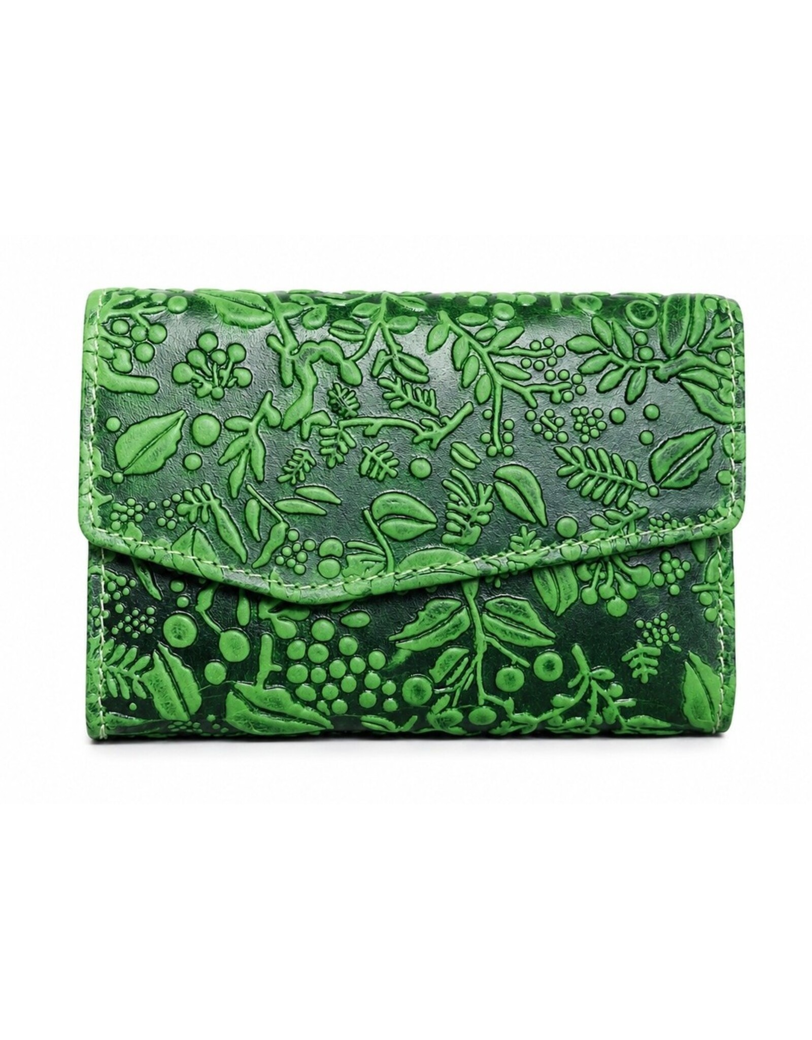 HillBurry Leather wallets - HillBurry Leather Wallet with Embossed Leaves green