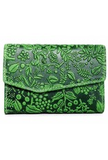 HillBurry Leather wallets - HillBurry Leather Wallet with Embossed Leaves green