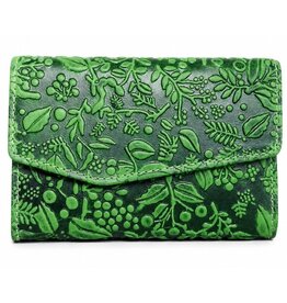 HillBurry HillBurry Wallet with Embossed Leaves groen - Large