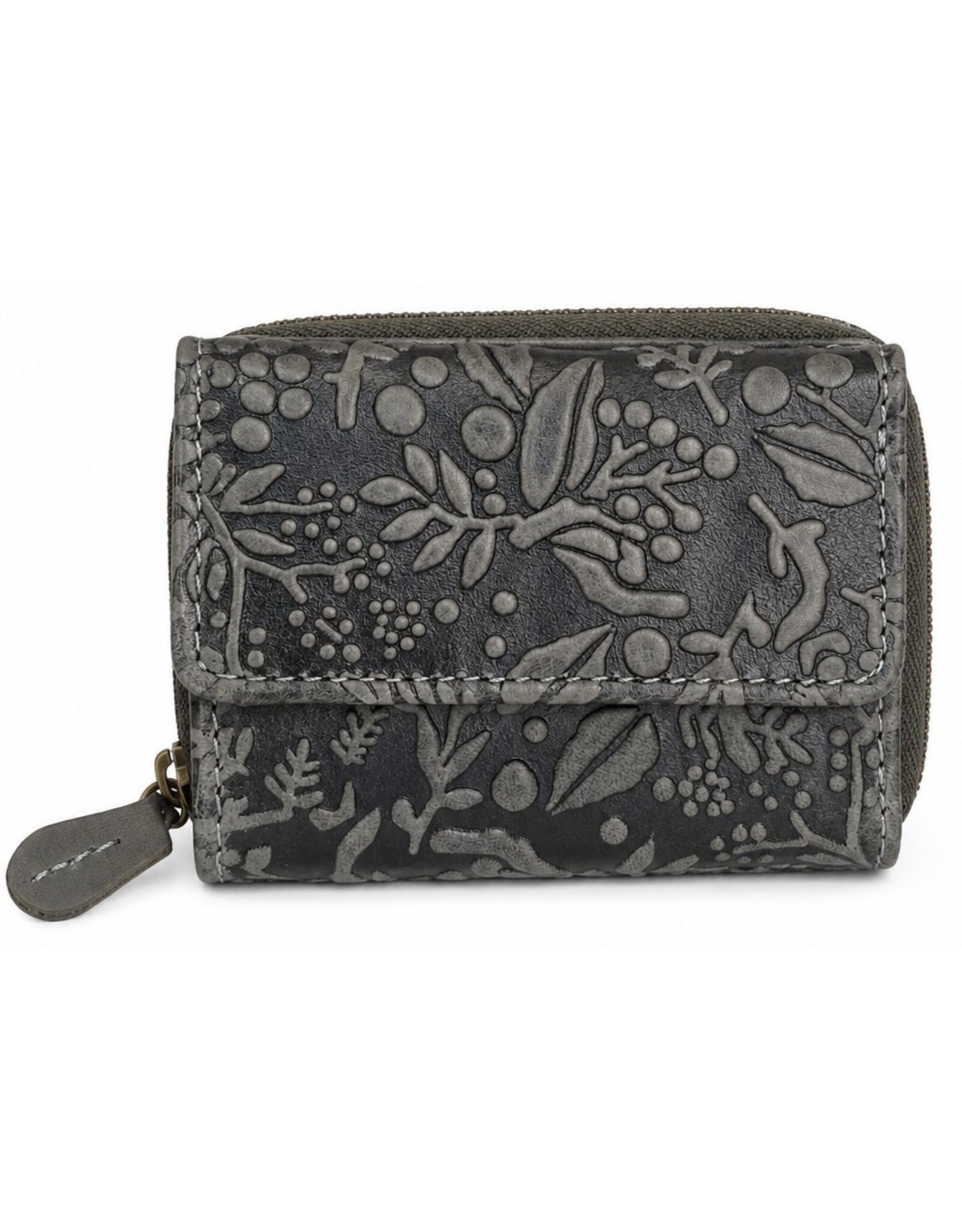 HillBurry Leather Wallets - Hillburry Leather mini wallet with embossed flowers