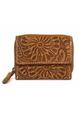 HillBurry Leather Wallets - Hillburry Leather mini wallet with embossed flowers