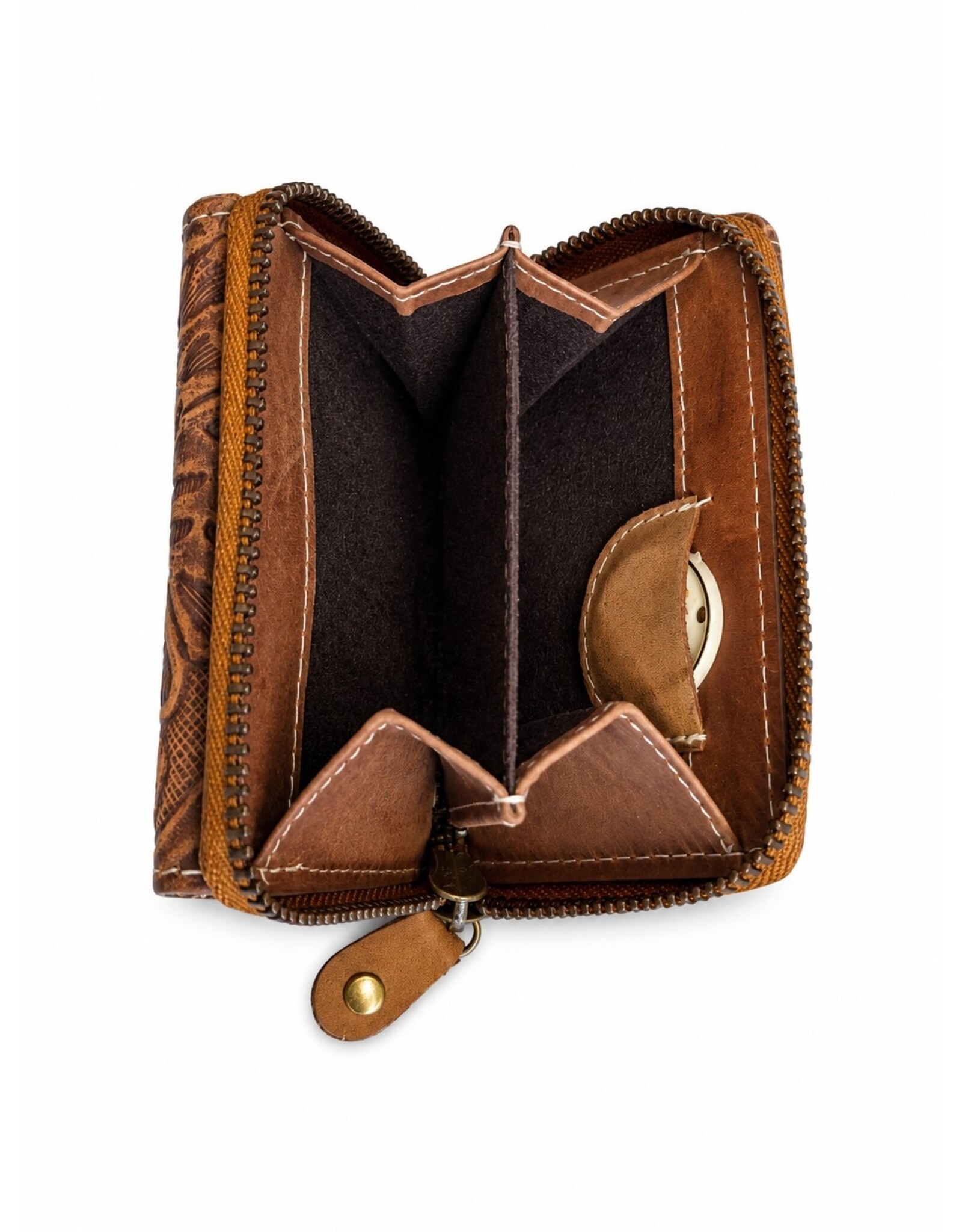 HillBurry Leather Wallets - Hillburry Leather mini wallet with embossed flowers