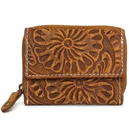 HillBurry Hillburry Leren miniportemonnee met reliëf bloemen