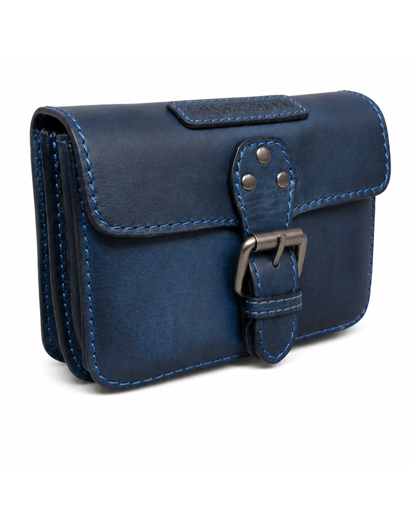 HillBurry Leren tassen - HillBurry Leren Riemtasje met gesp blauw