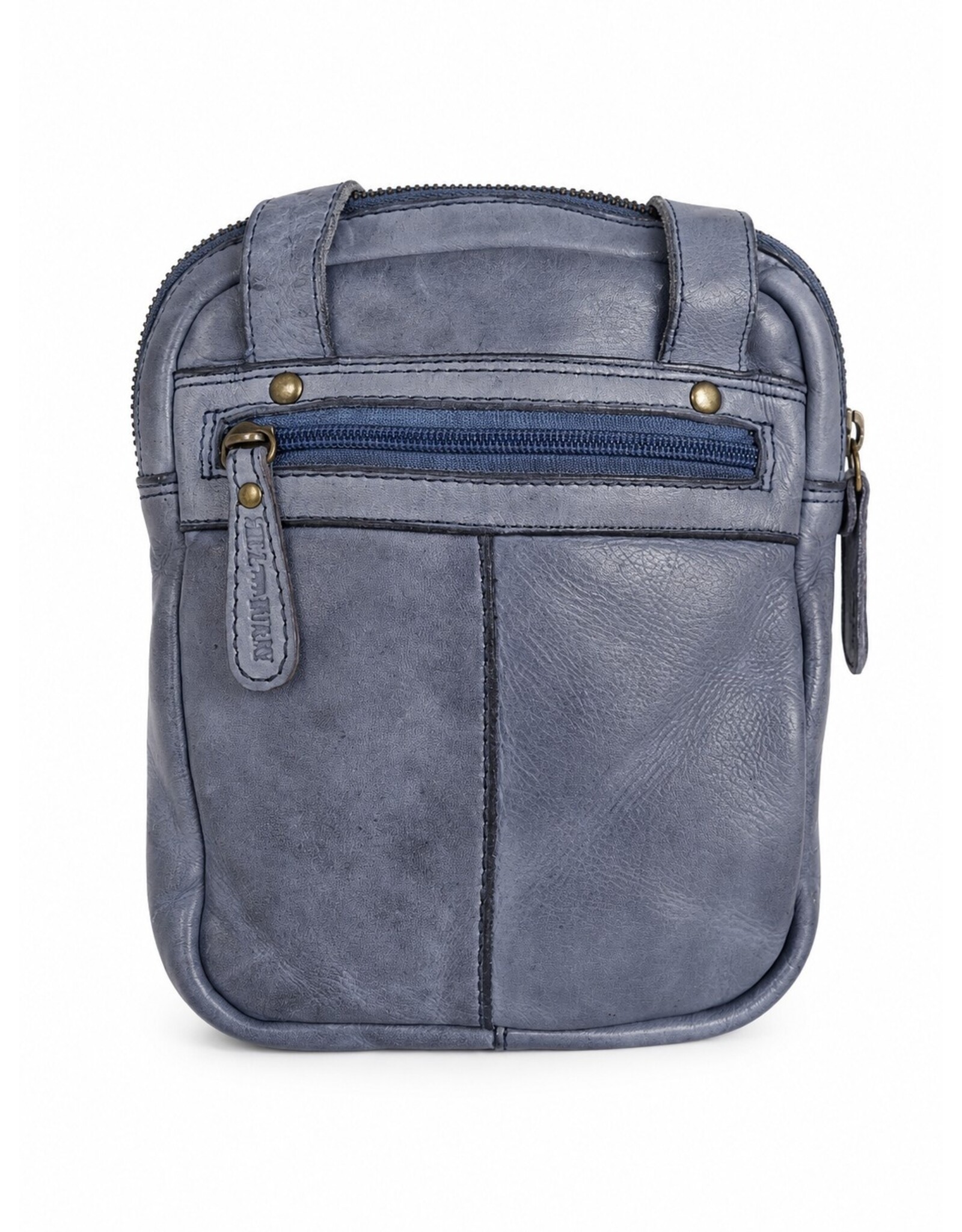 HillBurry Leren schoudertassen Leren crossbody tassen - Hillburry Crossbody Gewassen Leer Kangaroo Blue