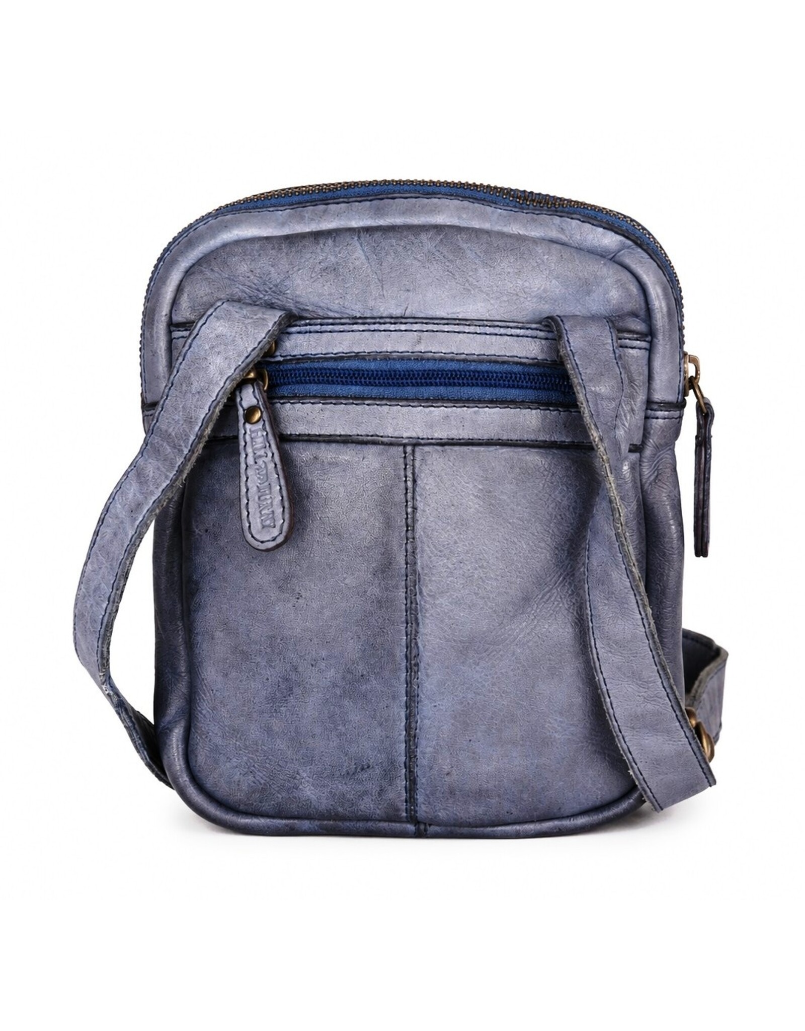 HillBurry Leren schoudertassen Leren crossbody tassen - Hillburry Crossbody Gewassen Leer Kangaroo Blue