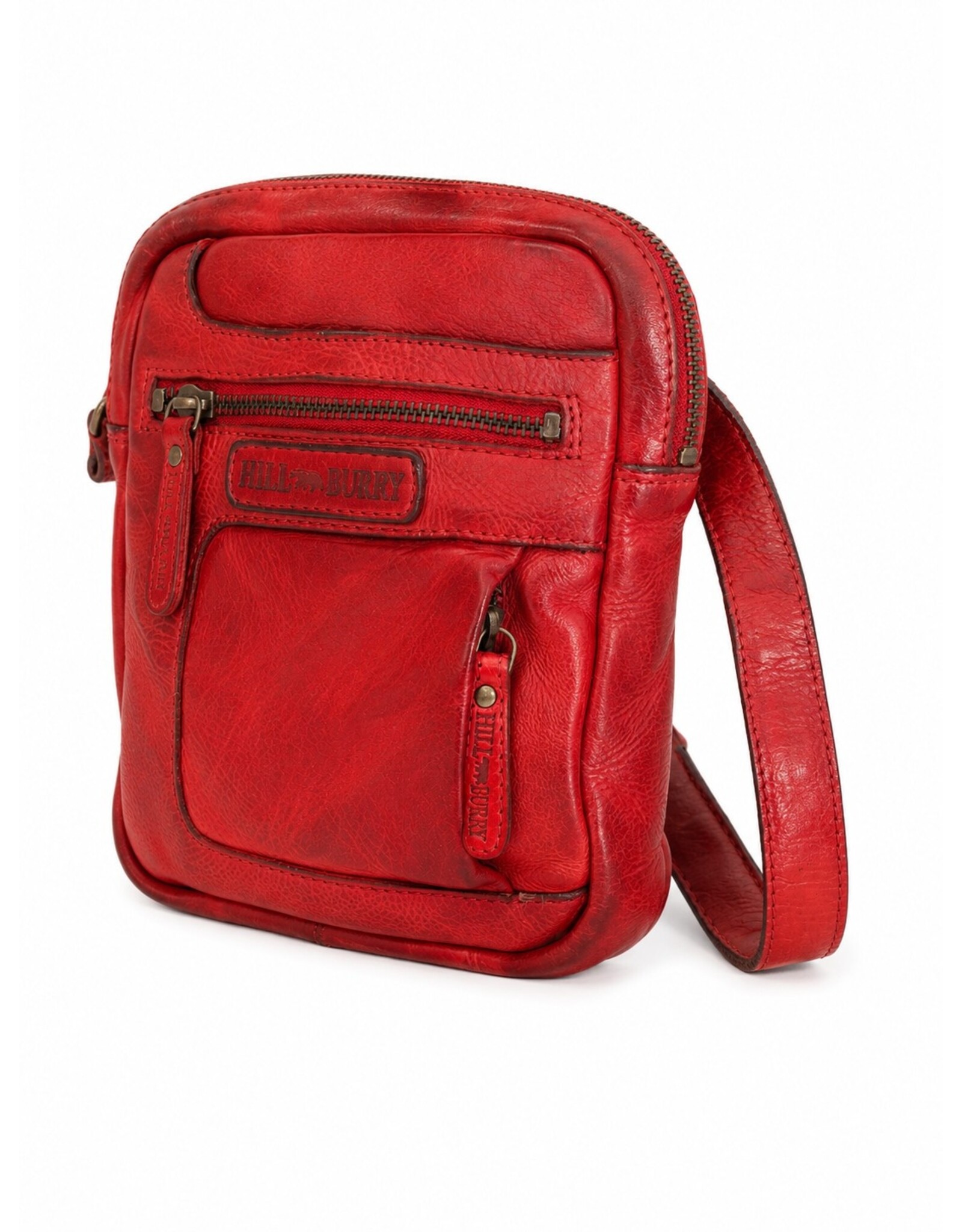 HillBurry Leren schoudertassen Leren crossbody tassen - Hillburry Crossbody Gewassen Leer Rood