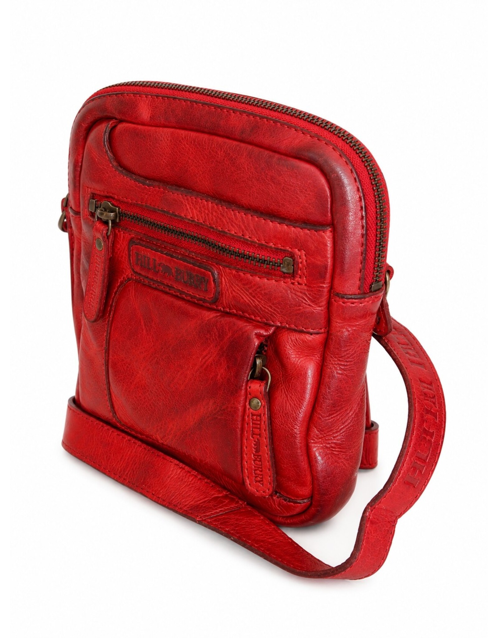 HillBurry Leren schoudertassen Leren crossbody tassen - Hillburry Crossbody Gewassen Leer Rood