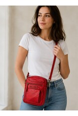 HillBurry Leather shoulderbags Leather crossbody bags - Hillburry Crossbody Washed Leather Red