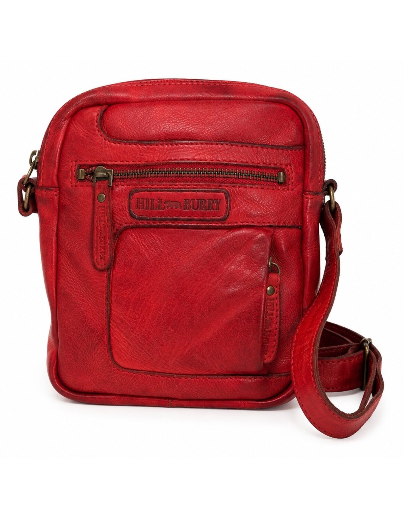 HillBurry Leren schoudertassen Leren crossbody tassen - Hillburry Crossbody Gewassen Leer Rood