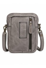 Hillburry Leren schoudertassen Leren crossbody tassen - Hillburry Leren Schoudertas met Ritsvakjes Grijs
