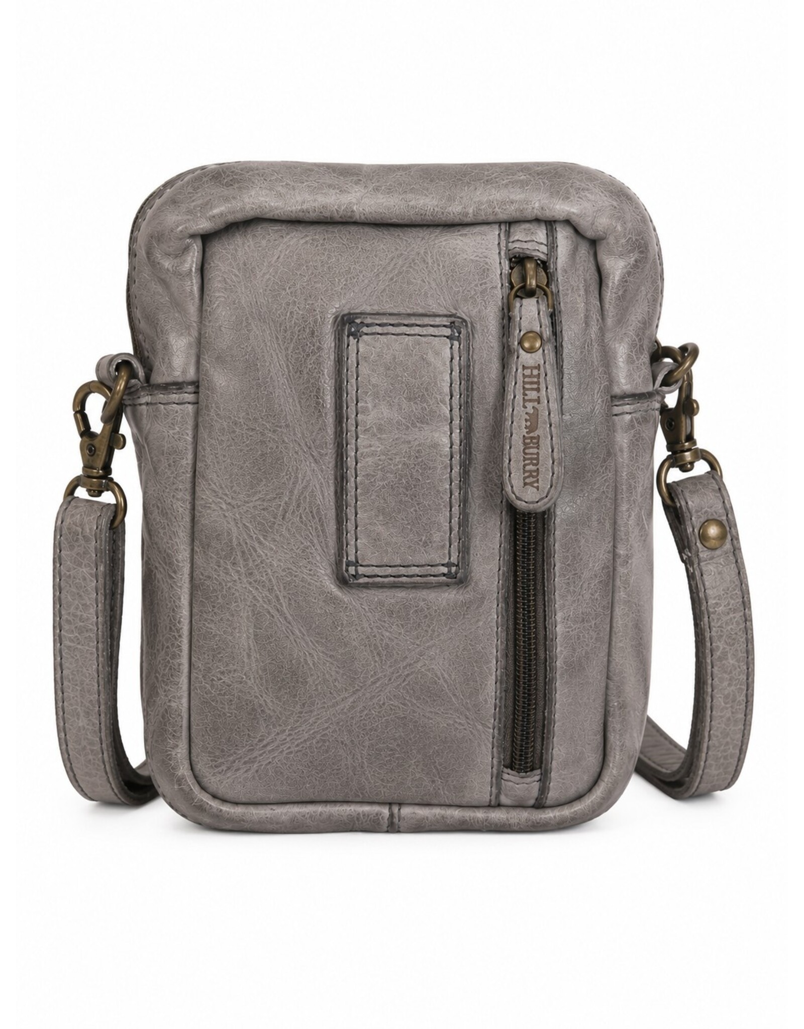 Hillburry Leather shoulderbags Leather crossbody bags - Hillburry Leather Shoulder Bag with Zip Pockets Grey