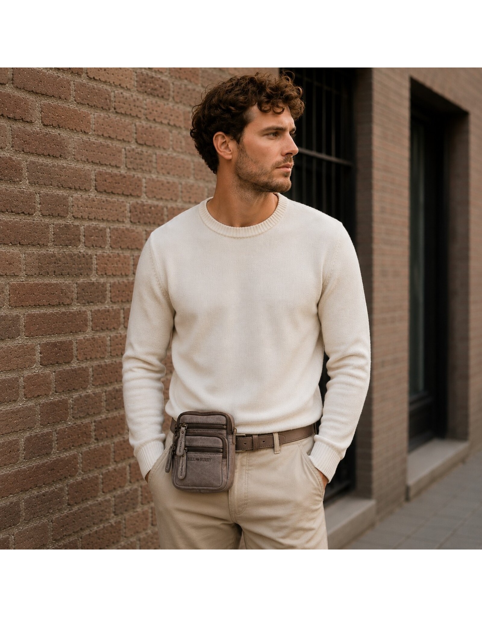 Hillburry Leren schoudertassen Leren crossbody tassen - Hillburry Leren Schoudertas met Ritsvakjes Grijs