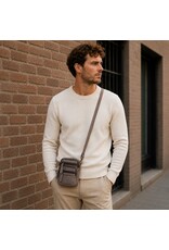 Hillburry Leren schoudertassen Leren crossbody tassen - Hillburry Leren Schoudertas met Ritsvakjes Grijs