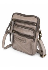 Hillburry Leren schoudertassen Leren crossbody tassen - Hillburry Leren Schoudertas met Ritsvakjes Grijs