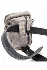 Hillburry Leren schoudertassen Leren crossbody tassen - Hillburry Leren Schoudertas met Ritsvakjes Grijs