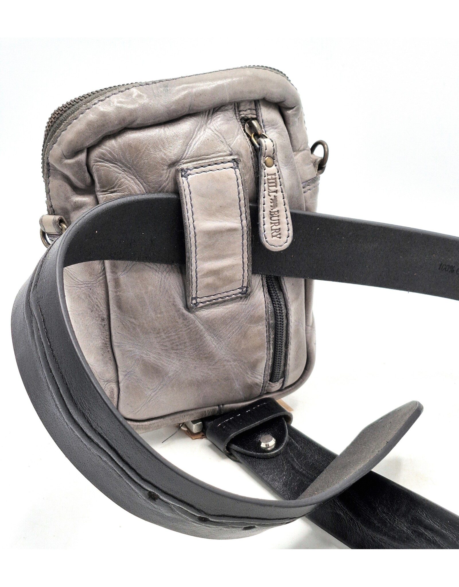 Hillburry Leather shoulderbags Leather crossbody bags - Hillburry Leather Shoulder Bag with Zip Pockets Grey