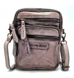 Hillburry Hillburry Leather Shoulder Bag with Zip Pockets Petrol