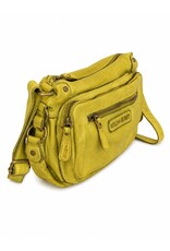 HillBurry Leren tassen - HillBurry Schoudertas Gewassen Leer Limegroen