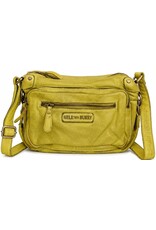 HillBurry Leren tassen - HillBurry Schoudertas Gewassen Leer Limegroen