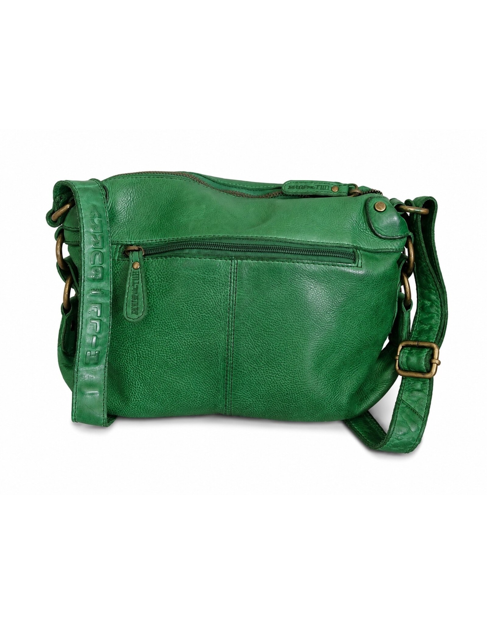 HillBurry Leren tassen - HillBurry Schoudertas Gewassen Leer Groen