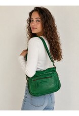 HillBurry Leren tassen - HillBurry Schoudertas Gewassen Leer Groen