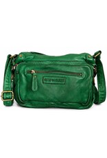 HillBurry Leren tassen - HillBurry Schoudertas Gewassen Leer Groen