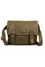 HillBurry Leren schodertassen Leren crossbody tassen - HillBurry Leren Schooltas Gewassen Leer (groen)