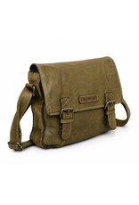 HillBurry Leren schodertassen Leren crossbody tassen - HillBurry Leren Schooltas Gewassen Leer (groen)