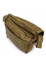 HillBurry Leren schodertassen Leren crossbody tassen - HillBurry Leren Schooltas Gewassen Leer (groen)