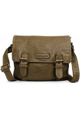 HillBurry Leren schodertassen Leren crossbody tassen - HillBurry Leren Schooltas Gewassen Leer (groen)