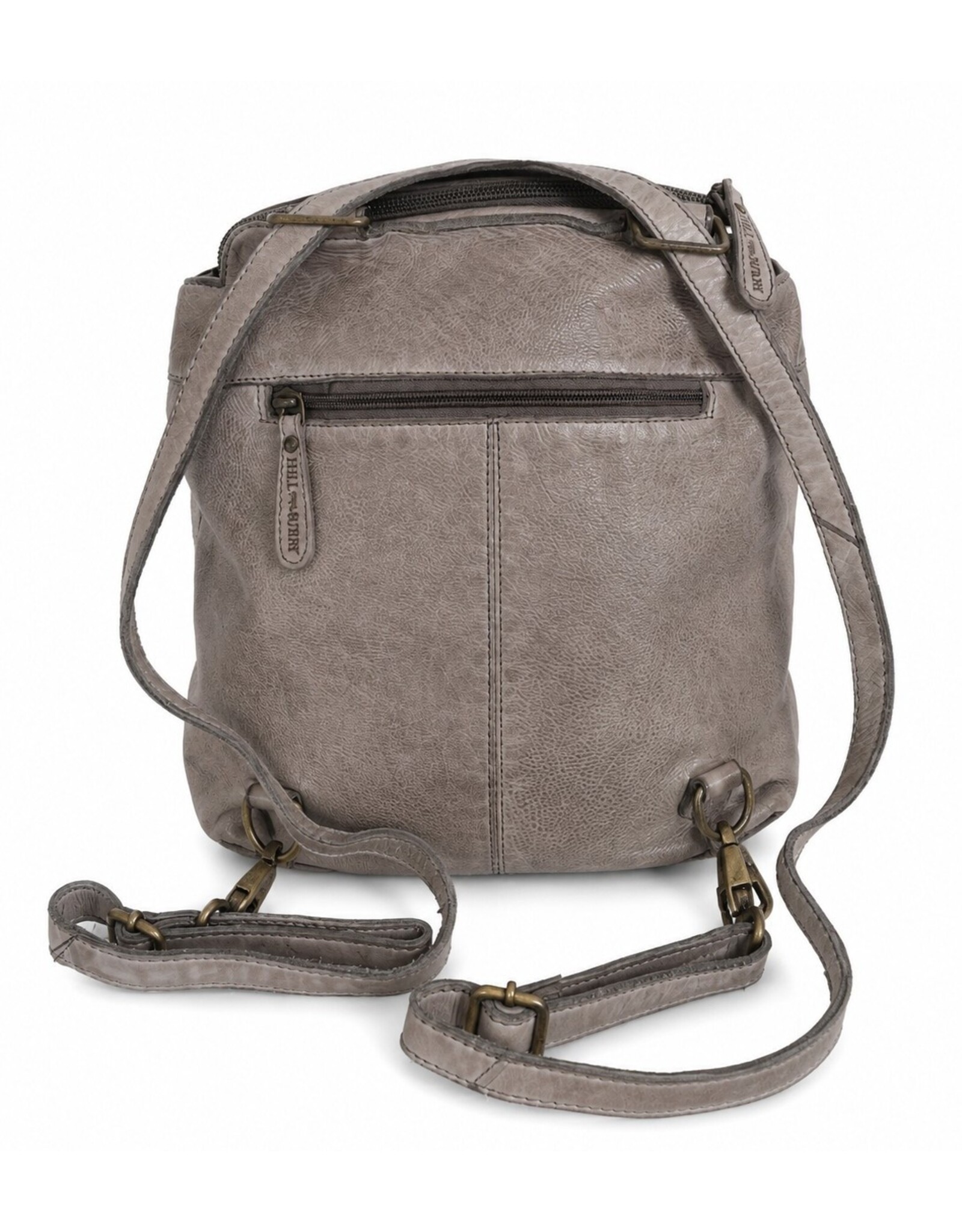 HillBurry Leather backpacks Leather shoppers - HillBurry backpack-shoulder bag washed leather (grey)