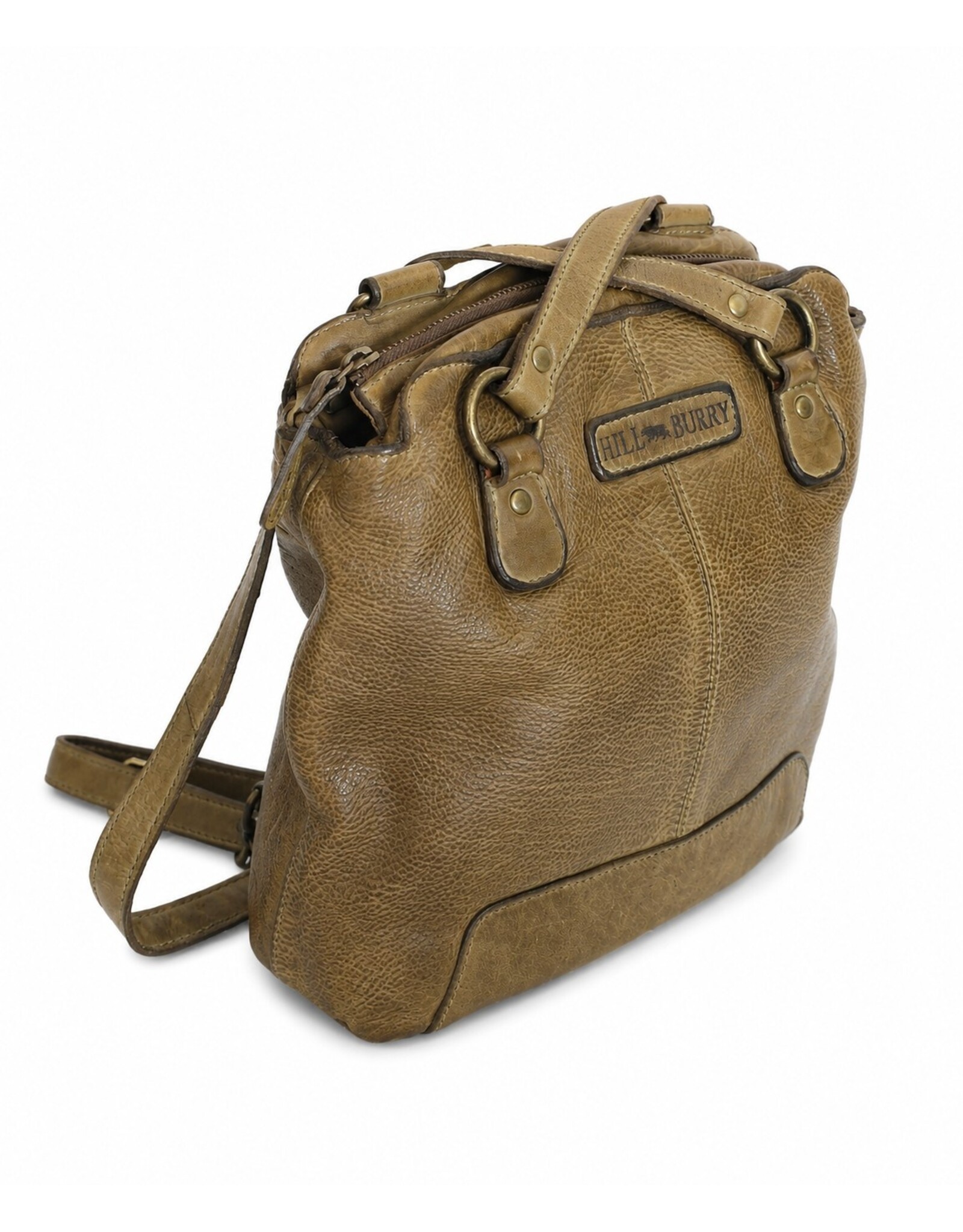 HillBurry Leren rugzakken Leren shoppers - HillBurry rugtas-schoudertas gewassen leer (groen)
