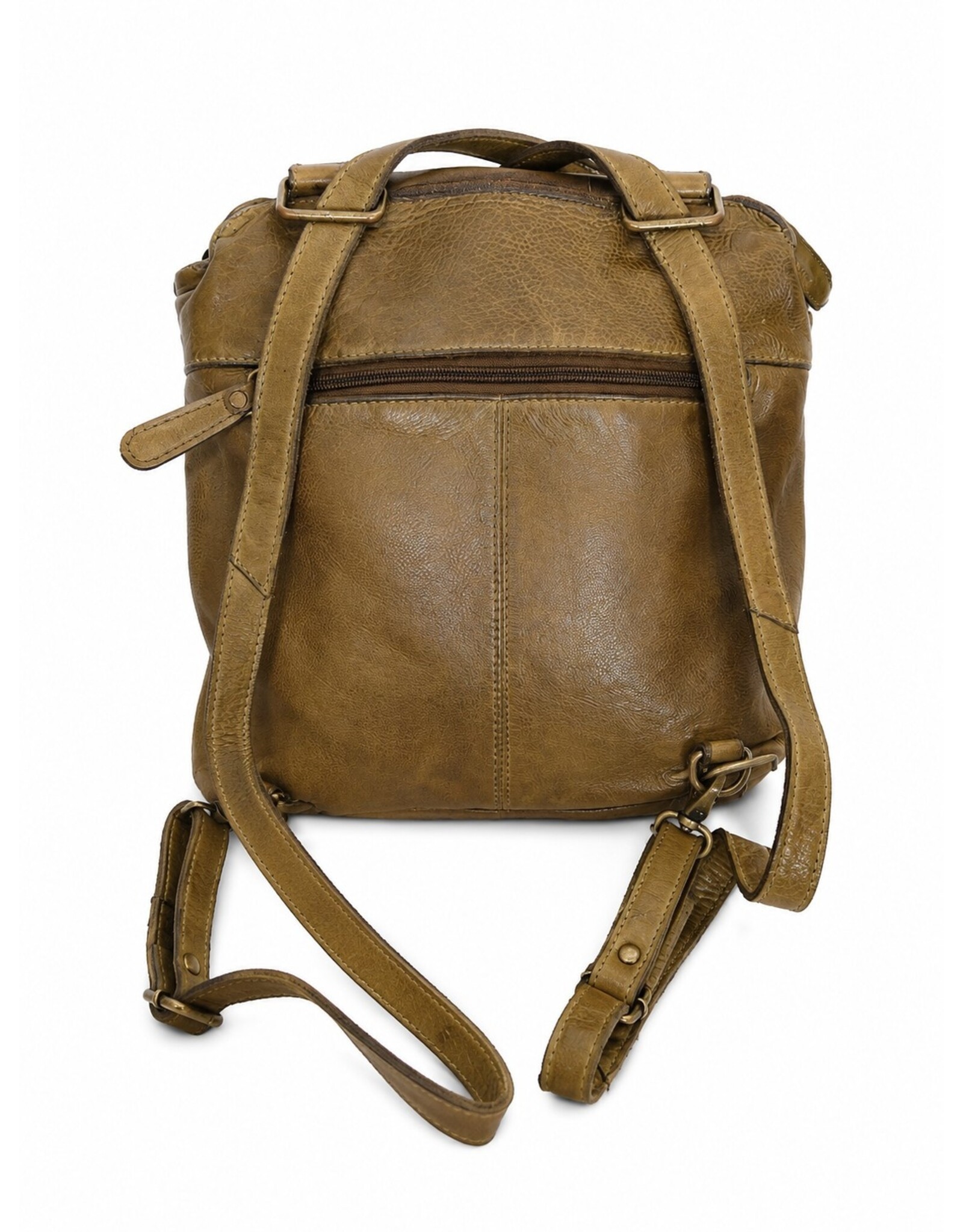 HillBurry Leather backpacks Leather shoppers - HillBurry backpack-shoulder bag washed leather (green)