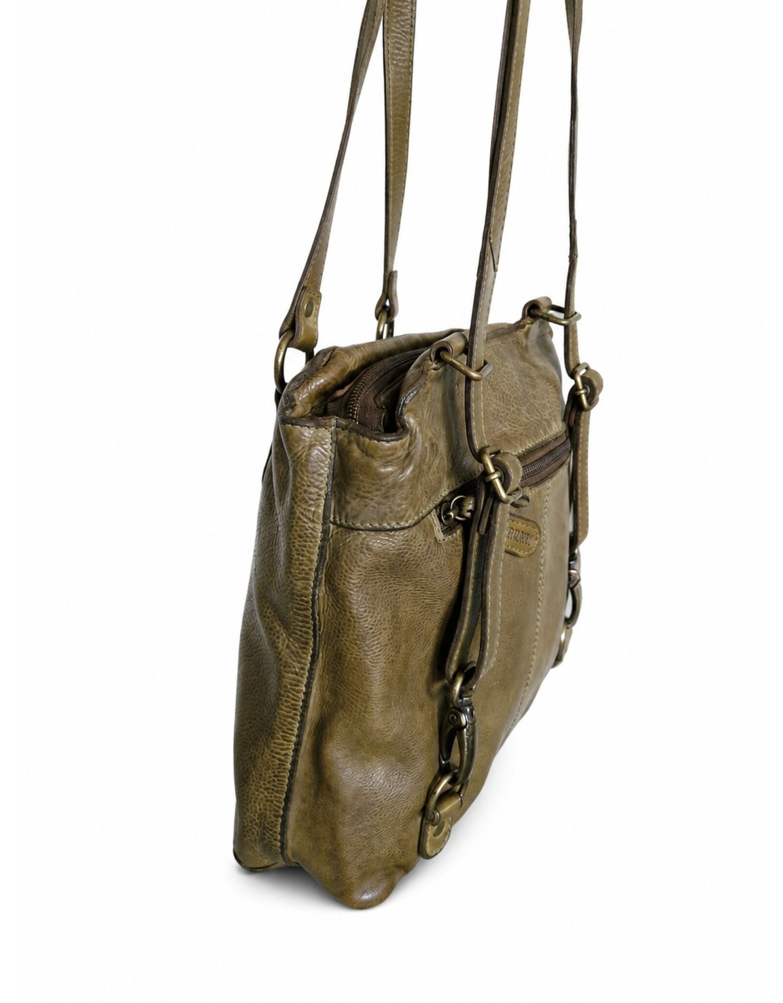 HillBurry Leather backpacks Leather shoppers - HillBurry backpack-shoulder bag washed leather (green)