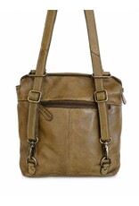 HillBurry Leren rugzakken Leren shoppers - HillBurry rugtas-schoudertas gewassen leer (groen)