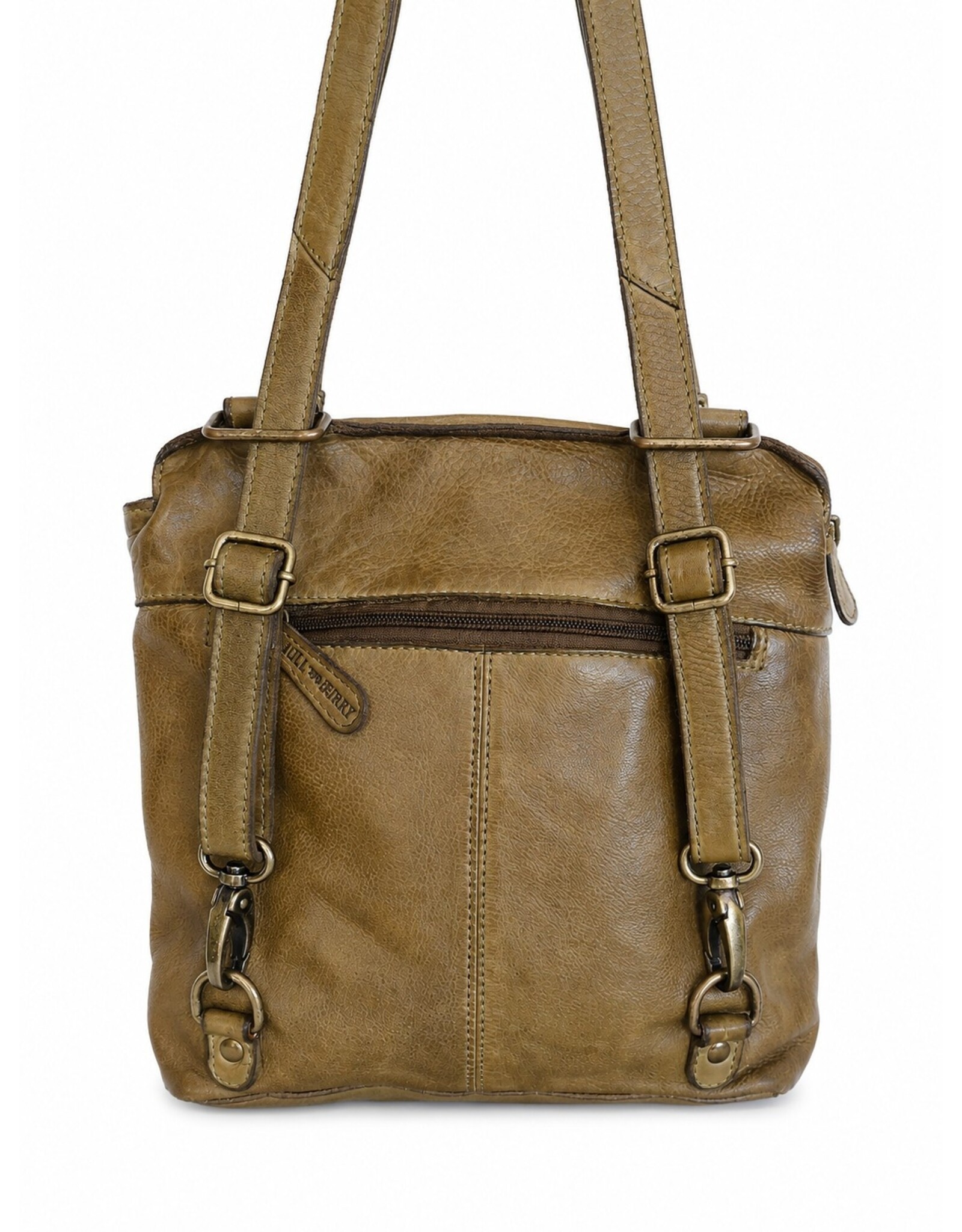 HillBurry Leren rugzakken Leren shoppers - HillBurry rugtas-schoudertas gewassen leer (groen)
