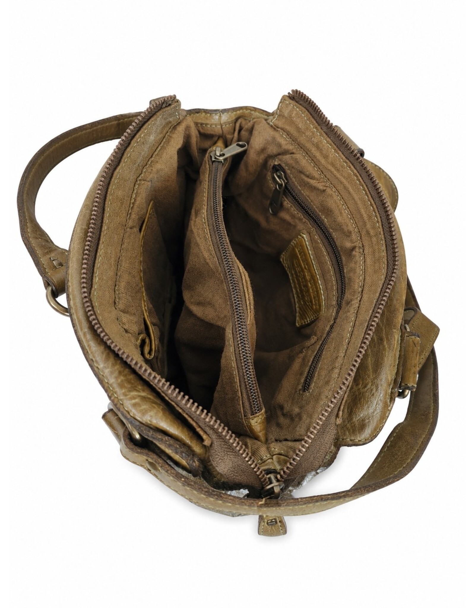 HillBurry Leather backpacks Leather shoppers - HillBurry backpack-shoulder bag washed leather (green)