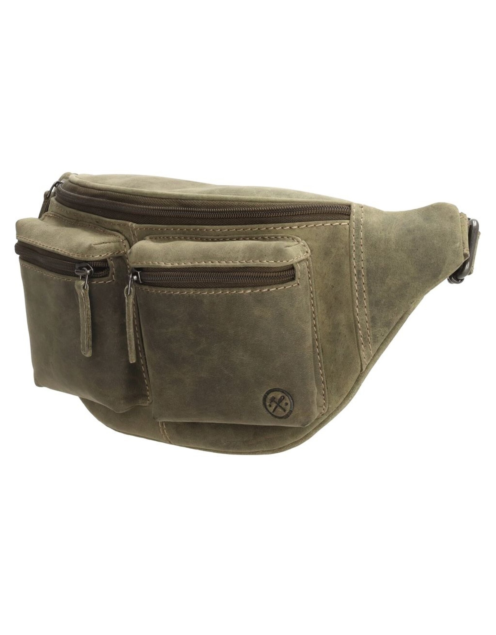 Hide & Stitches Leren Festivaltasjes, heuptassen en riemtassen - Leren Heuptas Hide & Stitches olijfgroen