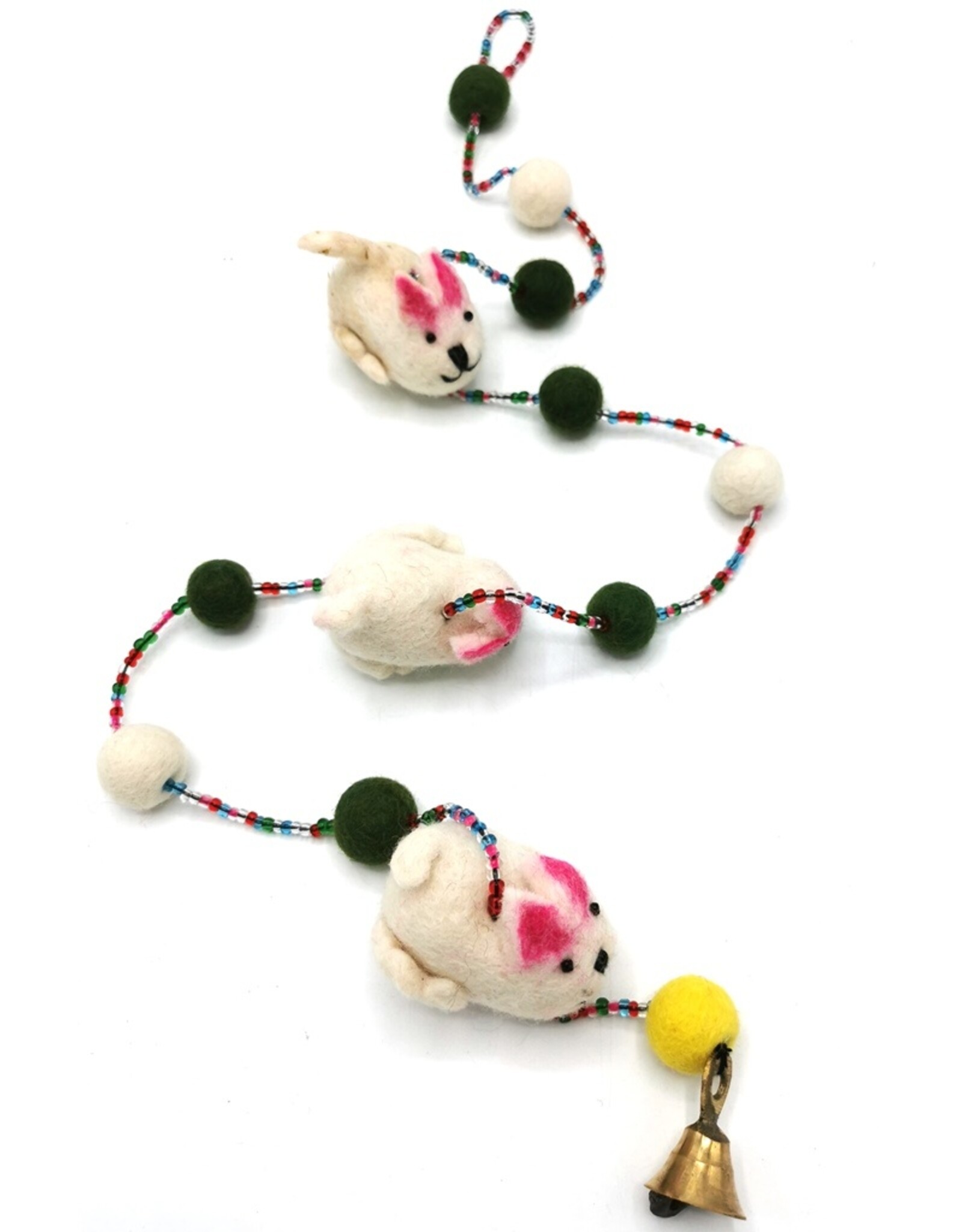 Trukado Miscellaneous - Felt Mobile with White Mice, handmade, approx. 100 cm