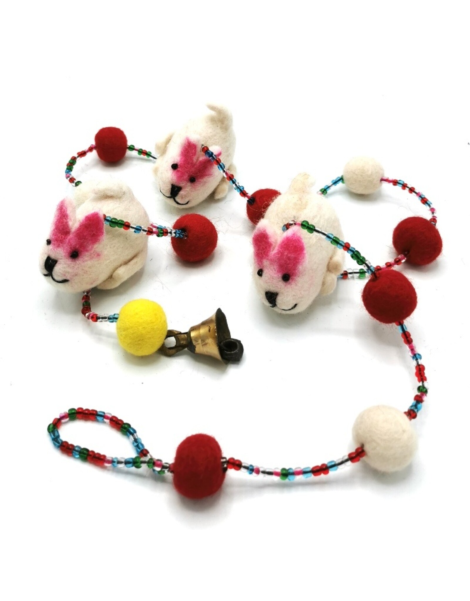 Trukado Miscellaneous - Felt Mobile with White Mice, handmade, approx. 100 cm