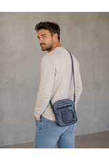 HillBurry Leren schoudertassen Leren crossbody tassen - Hillburry Crossbody Gewassen Leer Kangaroo Blue