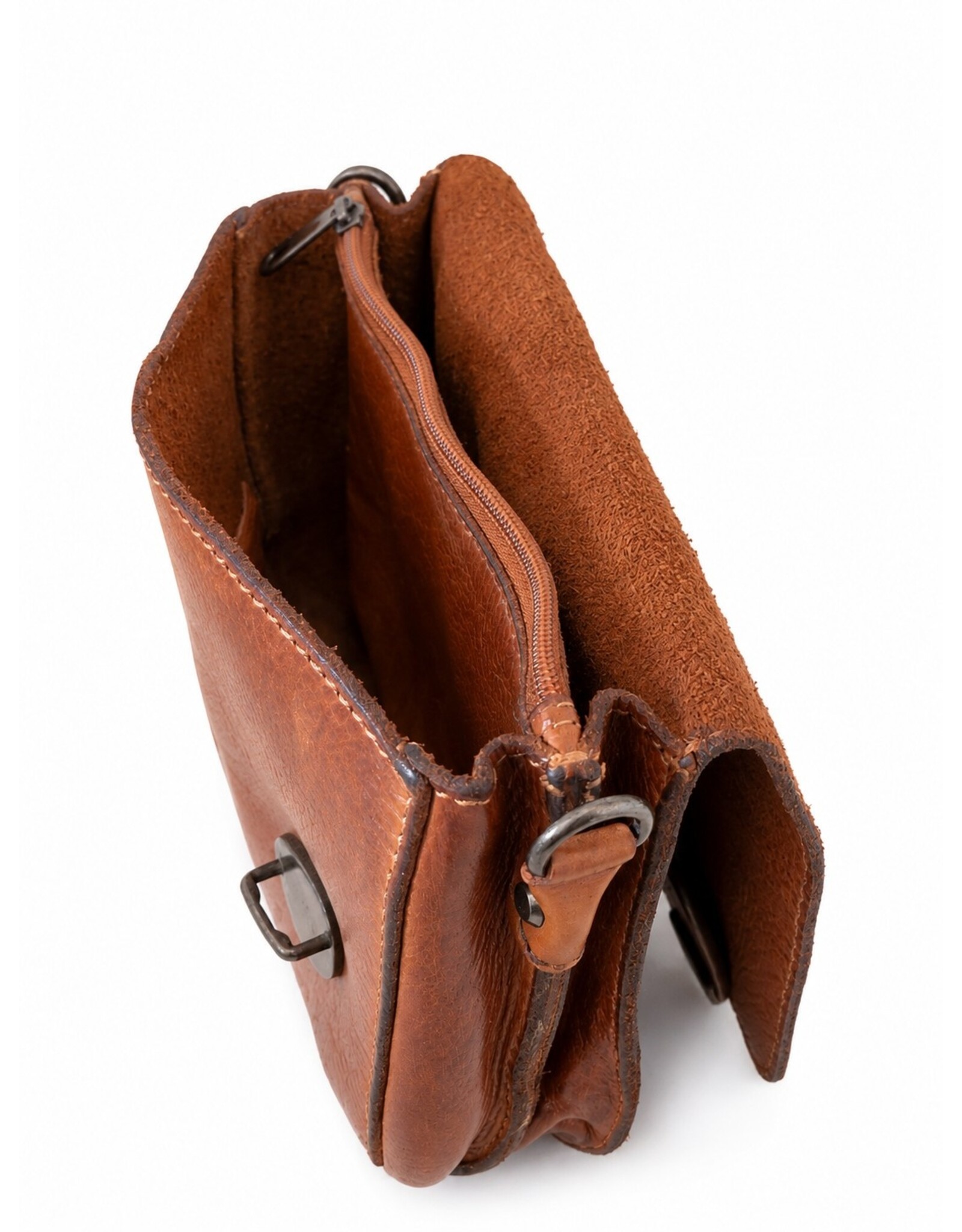 HillBurry Leather bags - Hillburry  Shoulder Bag - Belt bag washed leather cognac